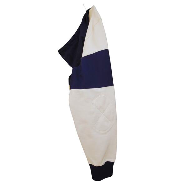 J.CREW Navy / Ivory Hooded Rugby Anorak Sweatshirt Mens S Comfy Pocket Training - Picture 7 of 16